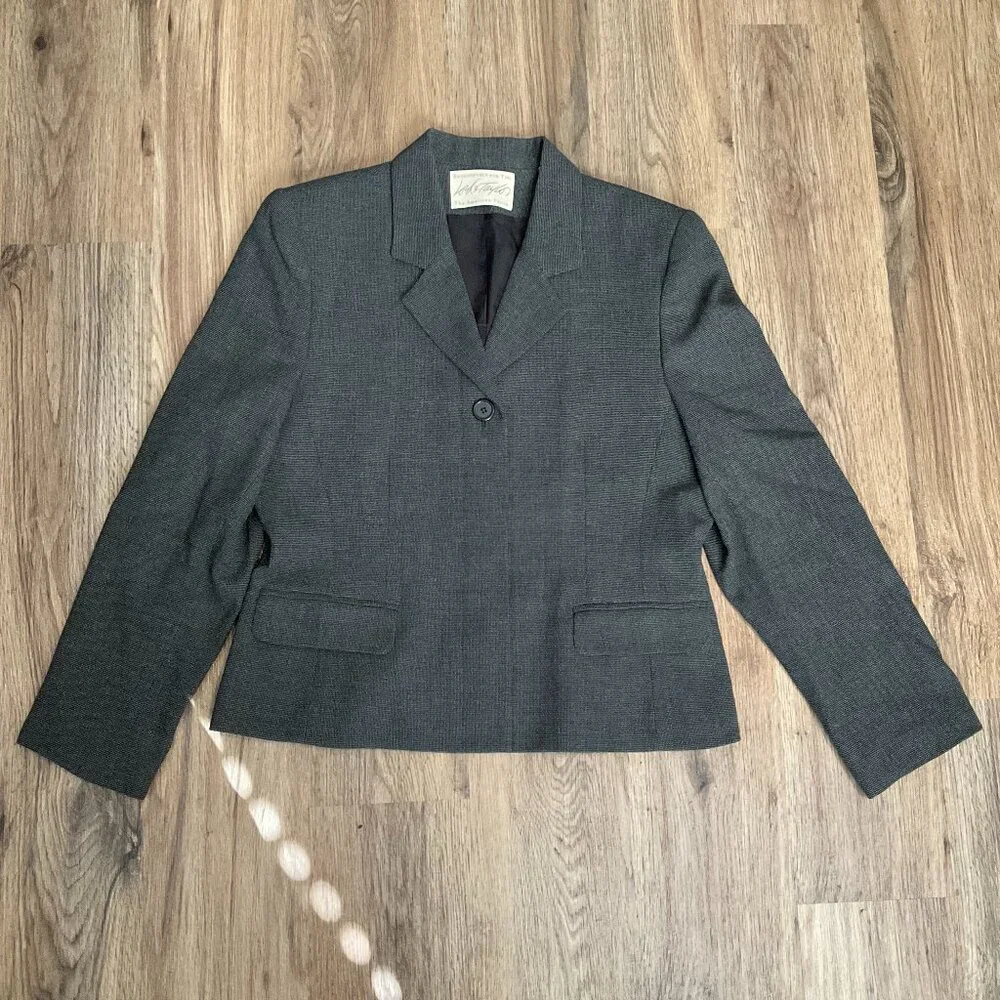 Lord & Taylor‎ Wool Blend Blazer Jacket Petite Size 12P Gray